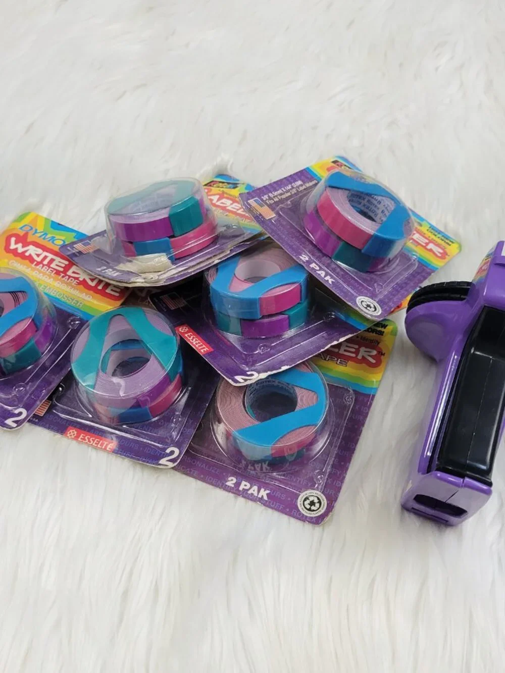 Vintage Rotex Label Maker & Dymo Write Brite & Labelizer Pink Purple Tape Sealed